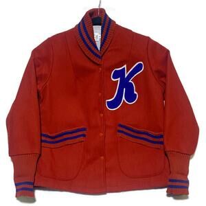 Dick Sanburn Varsity Jacket Women's Medium Red With Letter K Lined
